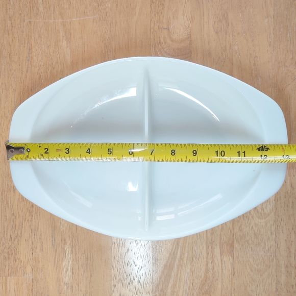 Set of 2 Divided Dishes, FIRE-KING 468 & PYREX 1063 Opal White Milk Glass, Oval - Picture 15 of 16